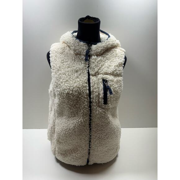 Vtg Original Weatherproof Sherpa Vest Women’s Sz Medium White Cozy Core Hooded - Picture 8 of 12